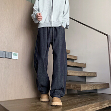 水洗丹宁弯刀牛仔裤男2025新款美式宽松直筒阔腿休闲裤潮牌痞帅