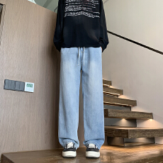 2026春季新款潮牌显高牛仔裤男士宽松直筒长裤休闲百搭阔腿休闲裤