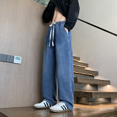 2025秋冬新款潮牌显高牛仔裤男士宽松直筒长裤休闲百搭阔腿休闲裤