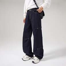 2026新款美式高街潮牌丹宁牛仔裤男宽松直筒休闲百搭长裤子