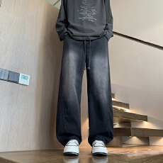 美式高街弯刀牛仔男重磅宽松阔腿裤2026春季新款复古百搭休闲长裤