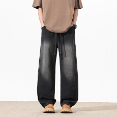批发美式高街弯刀牛仔男重磅宽松阔腿裤2026春季新款复古百搭休闲长裤