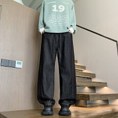 批发水洗丹宁弯刀牛仔裤2026春季新款美式宽松直筒阔腿休闲裤潮牌痞帅