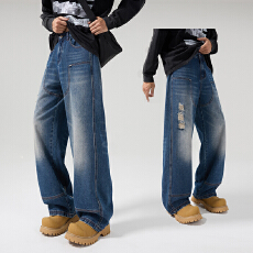 2026新款美式高街泊克多牛仔裤男潮牌宽松直筒网红休闲百搭长裤子