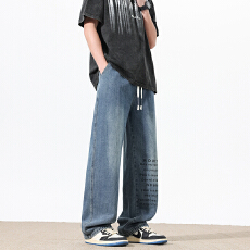 批发2026春季新款青少年美式字母印花休闲裤两穿裤脚百搭长裤