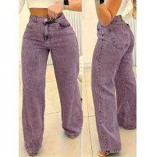批发跨境女装大码女式直筒休闲裤弹力牛仔裤