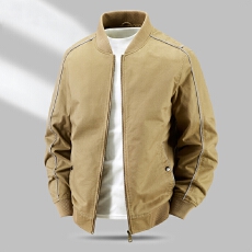 批发跨境专供 纯棉休闲外套男春秋季棒球服宽松大码飞行员立领夹克