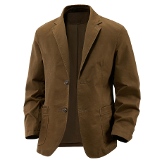 批发跨境 美式复古休闲西服<b class='q'>男</b>纯棉水洗春秋新款抗皱翻领通勤外套控158