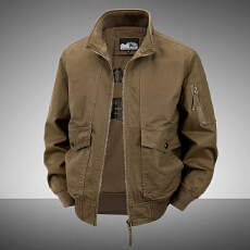 批发跨境 夹克男士春秋2025新款立领宽松美式复古工装纯棉外套控价178