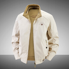 批发跨境 两面穿夹克男春秋纯棉男士立领上衣宽松大码休闲外套控178