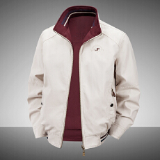 批发跨境 双面穿夹克男春秋季爆款外套中年装休闲宽松立领上衣 控168