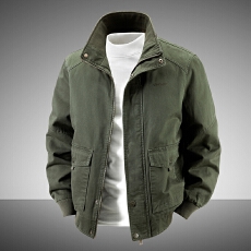 跨境 立领夹克男春秋中青年男装上衣男士纯棉加厚外套 控价178