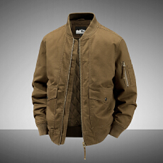 跨境 立领夹克男春秋中青年男装上衣男士纯棉加厚保暖外套控价178