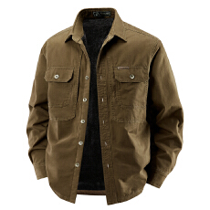 跨境 美式复古纯棉工装衬衫男士秋冬加绒保暖衬衣外套 国内控138