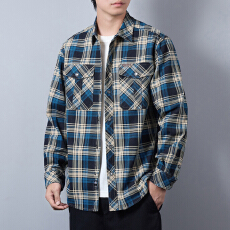 跨境 吉普格子衬衫男士长袖春秋美式全棉加绒加厚外搭 国内控128