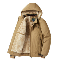 批发跨境 吉普风格加绒棉衣男士冬季新款中年爸爸棉服加厚保暖棉袄