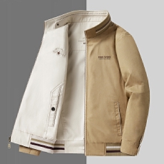 跨境 双面穿夹克男士春秋季新款外套中年男装休闲宽松立领上衣