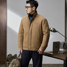 批发跨境 秋冬加绒夹克男士宽松休闲外套立领中年纯棉棉衣外套 控188