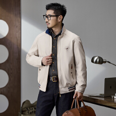 批发跨境 两面穿夹克男春<b class='q'>秋</b>纯棉中年立领上衣宽松大码休闲外套 控178