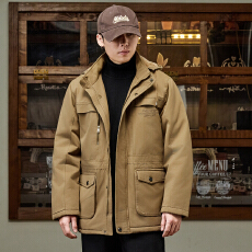 批发跨境 纯棉中长款棉衣男士冬季加绒加厚防寒保暖军大衣外套 控258