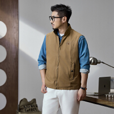 批发跨境 双面穿马甲男秋季宽松大码无袖外套两面穿纯棉背心男 控138