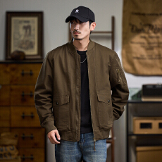 批发跨境 加棉飞行员外套男<b class='q'>秋</b>冬纯棉棉服棒球领夹克美式复古外套控198