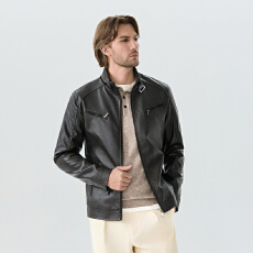 批发跨境专供 立领皮衣男士春<b class='q'>秋</b>季爆款潮流上衣男装加绒冬季机车外套