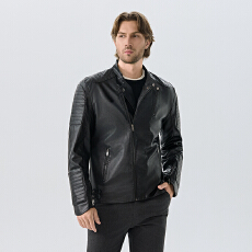 批发跨境专供 皮衣<b class='q'>男</b>外套秋冬皮夹克立领斜拉链修身机车骑行服<b class='q'>男</b>装