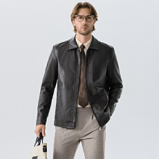 批发跨境专供 <b class='q'>男士</b>皮衣秋冬季外套新款商务休闲短款翻领大码夹克外套