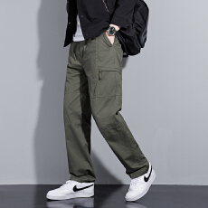 春秋爆款工装裤男士直筒运动长裤户外休闲宽松多口袋纯棉大码裤子