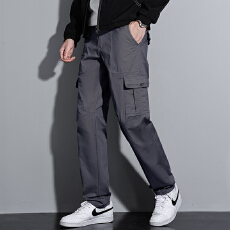 跨境 男士休闲长裤春秋新款宽松直筒工装裤多口袋运动大码长裤