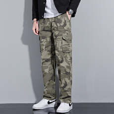 跨境 男士运动纯棉迷彩工装裤中青年硬汉四季穿搭宽松作业休闲裤