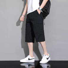 批发爆款<b class='q'>七分裤</b>夏季舒适百搭纯棉多口袋工装<b class='q'>男</b>士过膝中裤休闲纯棉裤