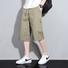批发夏季<b class='q'>男</b>士纯棉印花<b class='q'>七分裤</b>宽松潮流休闲大裤衩户外运动<b class='q'>短裤</b>过膝中裤