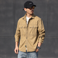 批发吉普潮牌男士长袖<b class='q'>衬衫</b>春秋季宽松硬汉痞帅纯棉<b class='q'>衬衣</b>春秋男外套