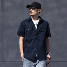 批发夏季男士<b class='q'>衬衫</b>短袖工装休闲双口袋透气中袖纯棉<b class='q'>衬衣</b>男潮薄外套