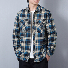 批发吉普格子<b class='q'>衬衫</b>男士长袖春秋季美式全棉加绒加厚新款外套外搭 控128