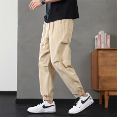 春夏新款薄款复古宽松束口工装裤百搭运动长裤休闲潮牌小脚男裤