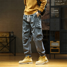 美式工装裤子男春夏季新款潮牌宽松大码男士束脚休闲男裤夏季薄款