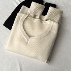 批发针织衫V领内搭打底女2026秋冬修身毛衣长袖一体加绒加厚保暖上衣