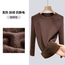 批发秋冬<b class='q'>加绒</b>加厚毛衣女一体绒圆领内搭<b class='q'>打底衫</b>针织修身大码保暖上衣厚