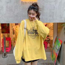 批发2026春秋跨境<b class='q'>外贸</b>韩版薄款鱼鳞布宽松中长款百搭学生长袖卫衣女潮