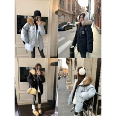 批发爆款卖飞起真毛领连帽女冬季白鸭绒保暖毛领工装派克羽绒服