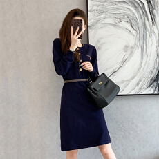 批发小香风名媛气质圆领收腰针织裙秋冬新款内搭配大衣轻奢显瘦<b class='q'>连衣裙</b>