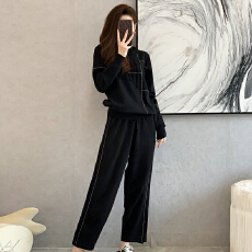 休闲风秋冬新款运动风藏肉显瘦针织套装女舒适百搭通勤穿搭两件套