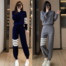 批发欧货潮流运动<b class='q'>休闲</b>卫衣套装秋季新款轻奢高级感针织<b class='q'>小脚裤</b>两件套女