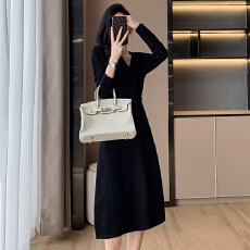 批发小香风高级感收腰针织<b class='q'>连衣裙</b>秋冬新款内搭一片式过膝中长裙女