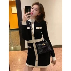 批发名媛小香风复古洋气针织<b class='q'>连衣裙</b>女秋装法式名媛气质<b class='q'>修身</b>内搭包臀裙