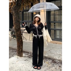 批发时尚气质上衣高腰显瘦遮肉阔腿裤针织两件套秋季新款辣妹炸街<b class='q'>套装</b>