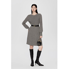 批发收腰软糯毛织连衣裙2025秋季<b class='q'>新款</b>秋装修身气质<b class='q'>毛衣</b>裙